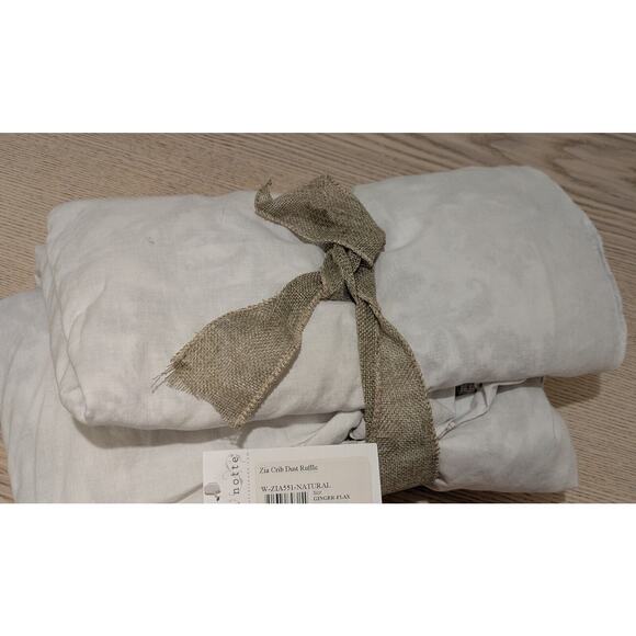 Bella Notte‎ Linen Zia Crib Dust Ruffle Ginger Flax Bed Skirt New With Tags - Picture 4 of 5